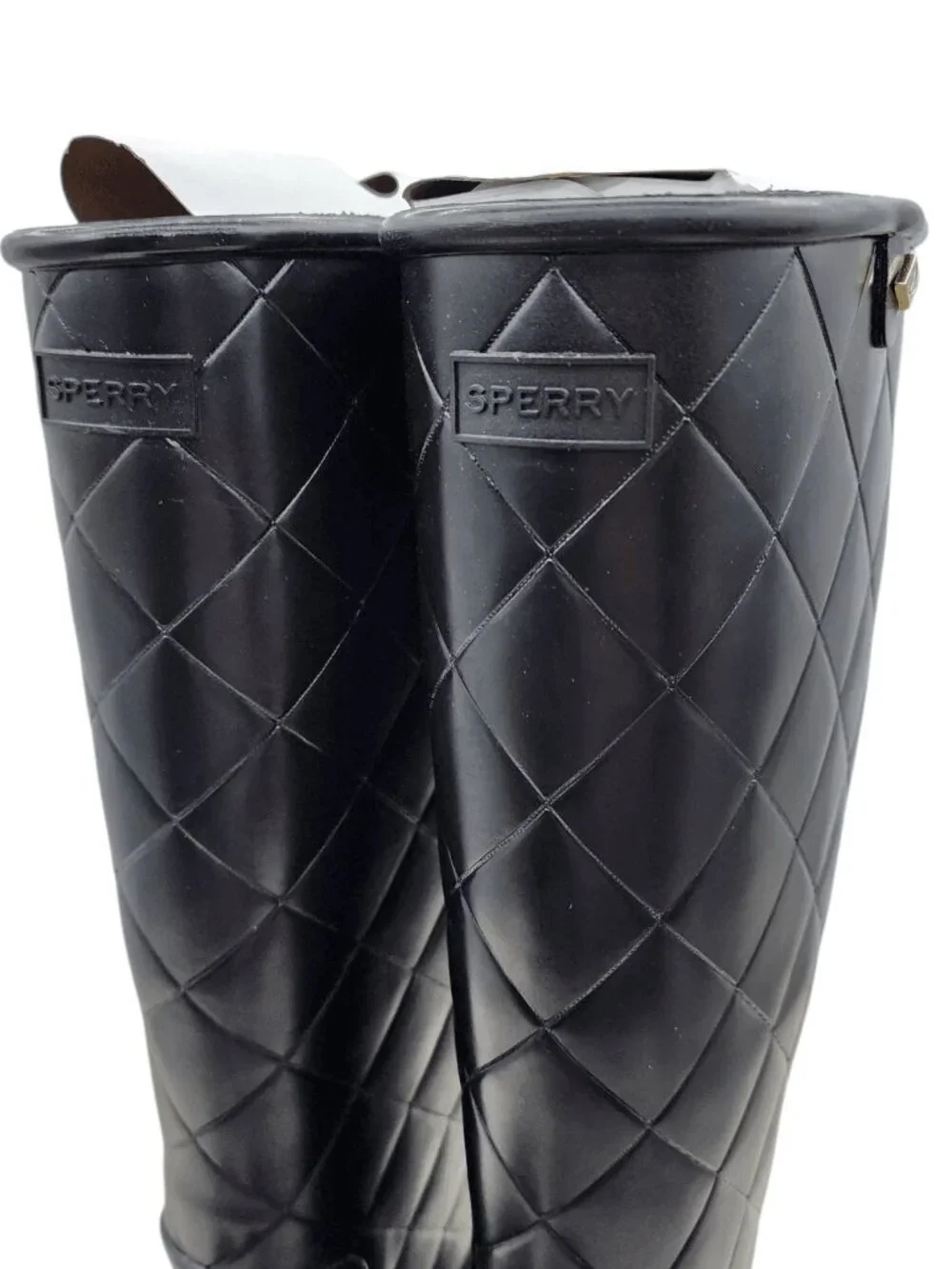 Sperry Women’s Drizzle Flat Heel Knee High Rain Boots Black Waterproof Rubber 7